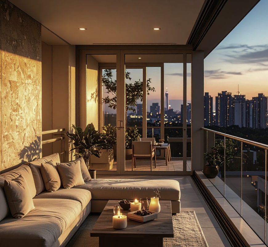 Sunlit Deck with City Views